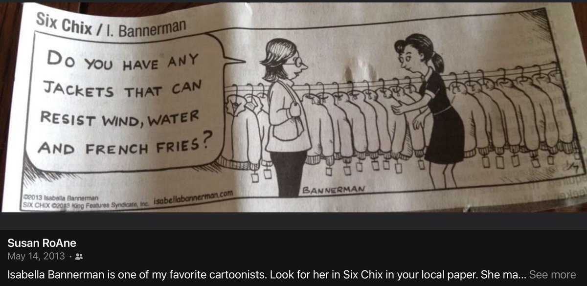 susanroane's tweet photo. Some of the best insights and evergreen observations are made by those who write cartoons and comic strips. #IsabelBannerman nailed it a decade ago!!! https://t.co/SBg8VvU6sd