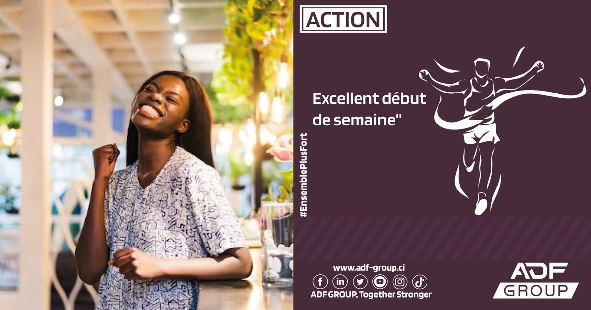ADFHOLDINGPSAS's tweet photo. "L’action n’apporte pas toujours le bonheur,
sans doute,
mais il n’y a pas de bonheur sans action."
Excellent début de semaine
#ADFGROUP
#Action
#debutdesemaine
#TogetherStronger https://t.co/k4DSQ8hS8Z