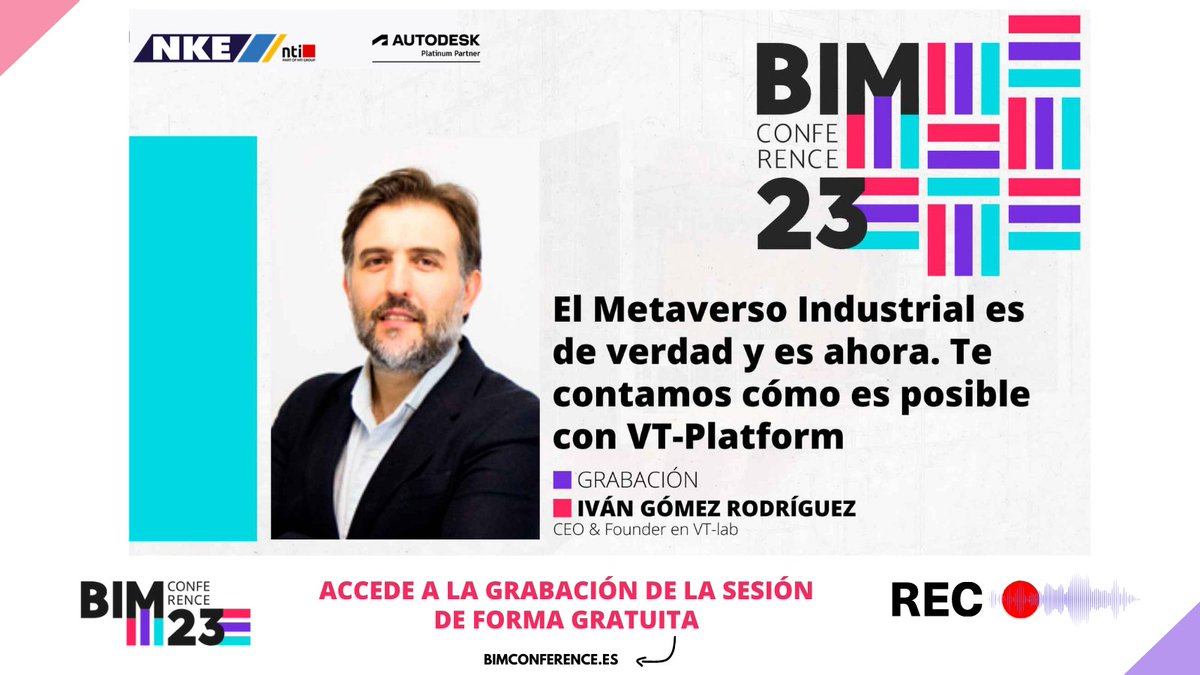 NTI_Spain's tweet photo. 🎦Grabación-BIM Conference 2023
El Metaverso Industrial es de verdad y es ahora.

🎓 Iván Gómez Rodríguez de VT-lab

🔑Acceso a la grabación GRATIS
https://t.co/epbiHgxiJm
#nke360 #nkenti #aprendeconNKE #Autodesk #BIM #ThinkBIM #BIMConference2023 #vtlab https://t.co/QOnNZ9RAX8