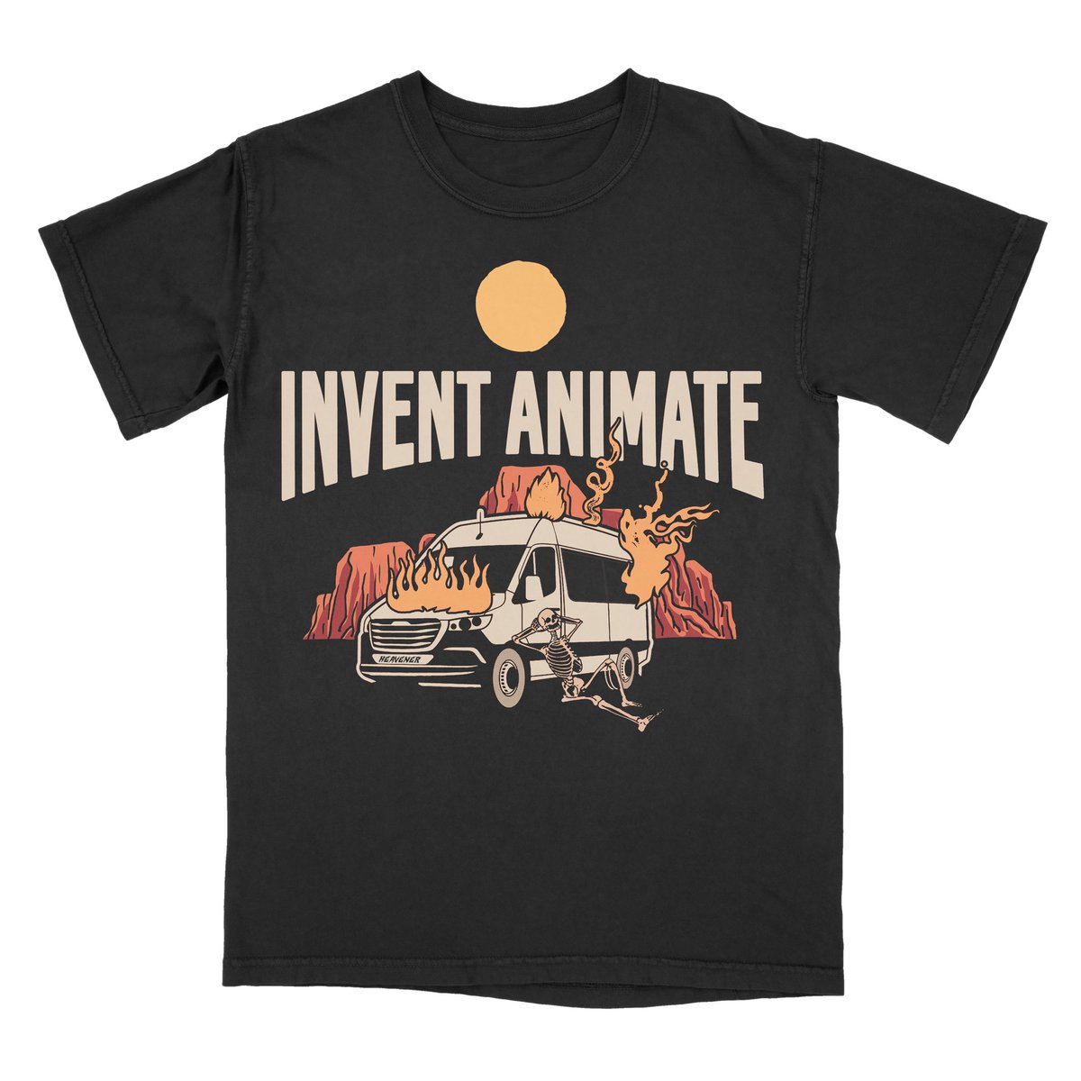 Invent_Animate's tweet photo. Hey all. As some of you may know, we got burnt pretty hard last week on our way to start tour. 

A routine maintenance was performed incorrectly by a mechanic and left us with a half destroyed drivetrain. With the compounding expenses of repairs and logistics necessary to make the first weeks of tour, we have arrived at the largest financial pinch of our careers.

If you feel so inclined to help, we are selling a *breakdown* inspired tee alongside a donation tab via our merch store, the link can be found in our bio.

Thank you to everybody who helped get us back on the road - our managers, the band Curses, and our dear friends in Shadow of Intent. Go show them all some love.