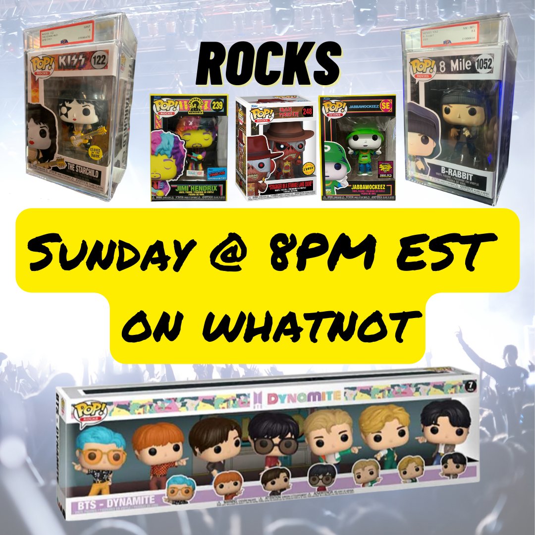 Check out our ROCKS ONLY stream tonight at 8PM EST on Whatnot! Find a link in our linktree in bio and we look forward to seeing you there.
#mysterybox #evend #chase #rocks #freddyfunko #FunkoPopChases #funkocollector #funkocollection #funkopopchase #ironmaiden #PSA #brabbit