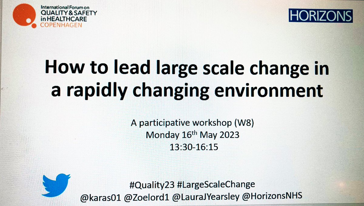 ZoeLord1's tweet photo. Tomorrow @karas01 @LauraJYearsley and I will be hosting a participative workshop on leading #LargeScaleChange
Slides will be shared and we’d love your input too.
#quality2023 #EnergyForChange #liberatingStructures https://t.co/E2rO6pEtBr
