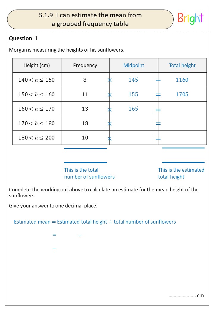 BrightMathsUK's tweet photo. ✨New resource✨
Booklet of questions with solutions on estimating the mean from a grouped frequency table.
Begins with some scaffolding which fades out as students progress through the questions. https://t.co/Y85H1snQDS