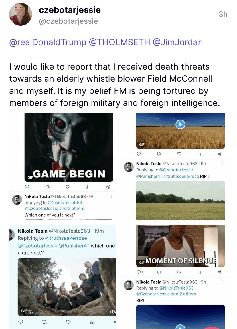 CmnnLw's tweet photo. It’s a pattern….
Whistleblower Treatment…
#LetJessieSpeak
#JessieCzebotar #TimothyHolmseth #FieldMcConnel #FederalWitnesses #DeniedDueProcess #Lawlessness https://t.co/GFbY1gCPj1