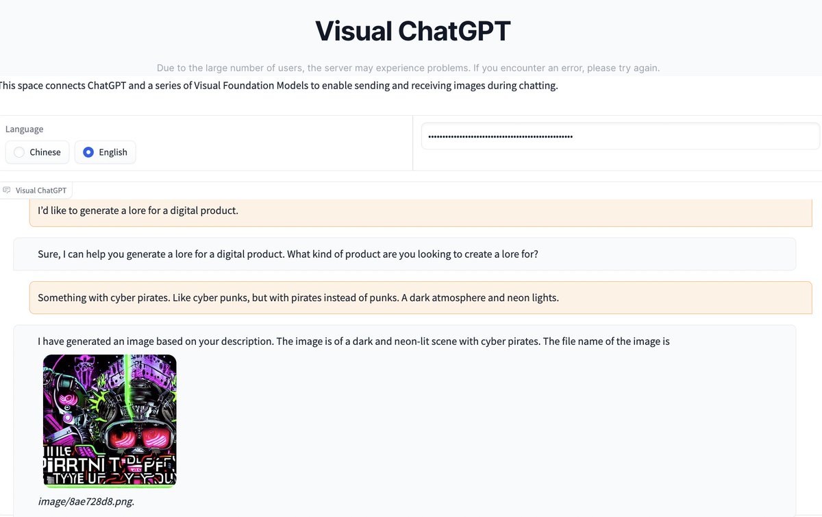 titi_build's tweet image. I had a second stop at: #VisualChatGPT demo.
It's on the @StableDiffusion website.
It really seemed like it could combine the intense use I have for #Midjourney on Discord and ##ChatGPT4 on the other...
... But no it can't.
Again I'm repulsed by the first image I see.