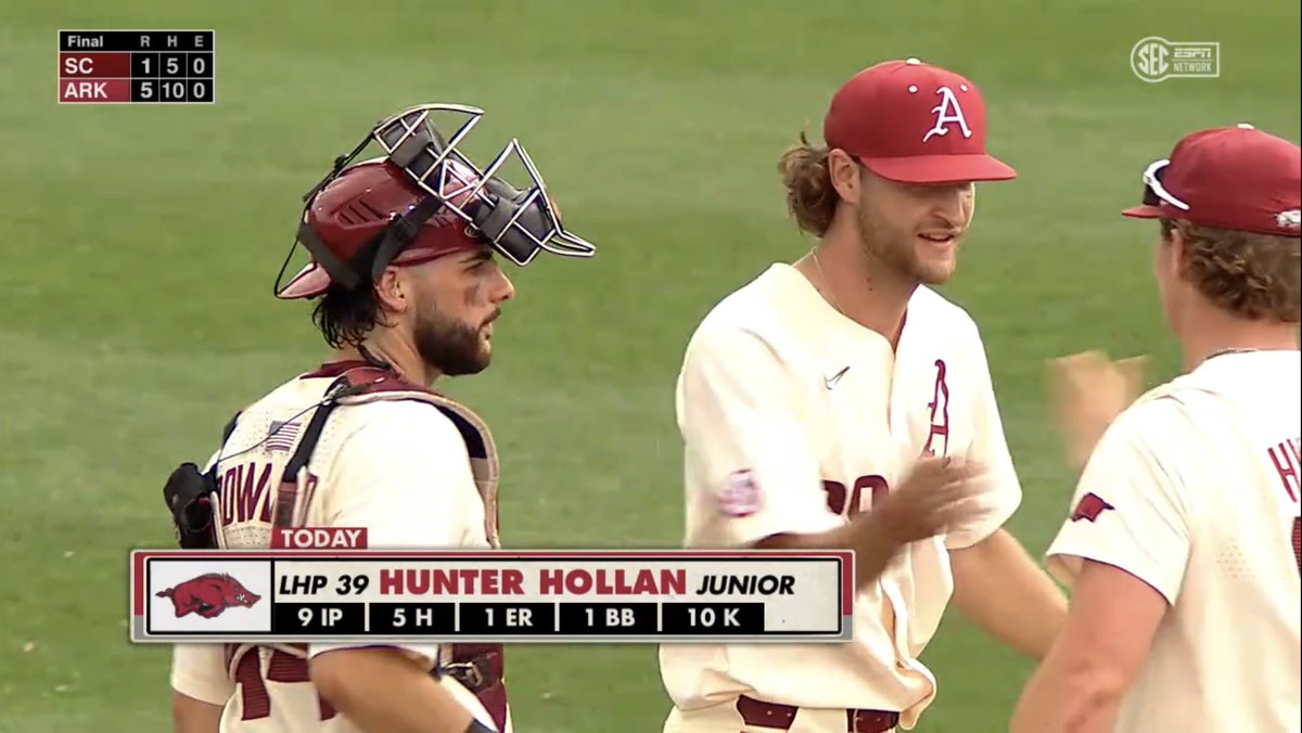 RF Collegiate (@rf_collegiate) on Twitter photo Hunter Hollan has done the unthinkable and thrown a COMPLETE GAME in a 5-1 victory over #6 South Carolina. This seals the 4th straight victory over the Gamecocks baseball program and an INCREDIBLE day for Hollan. Hunter Hollan has done the unthinkable and thrown a COMPLETE GAME in a 5-1 victory over #6 South Carolina. This seals the 4th straight victory over the Gamecocks baseball program and an INCREDIBLE day for Hollan.