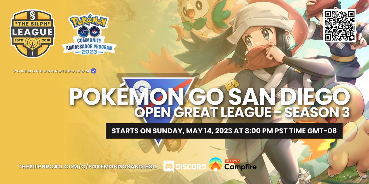 pkmongosandiego's tweet photo. We apologize for the delay due to the recent announcement regarding Silph Road. 

Here’s your last chance to signup for our tournament. https://t.co/GPuPTEbAAo 👈🏻

Tournament starts at 8 PM PST GMT-08, good luck everyone!

#pvp #pokemongo #gbl #pokemon #pogo #silphroad #prize https://t.co/yqnt9ltJda