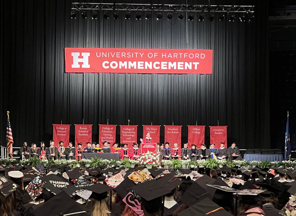 UofHartford's tweet photo. We present to you, the #UHart Class of 2023! π Congrats Hawks, and welcome to the @UHartfordAlumni family! π #UHartGraduation https://t.co/mgwrbL9l18