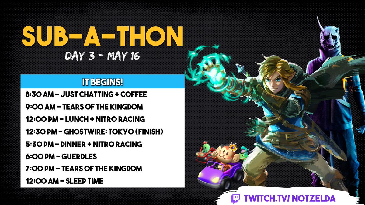 NotZelda's tweet photo. Schedule based on Day (if we get there)! https://t.co/xlijeZozFG