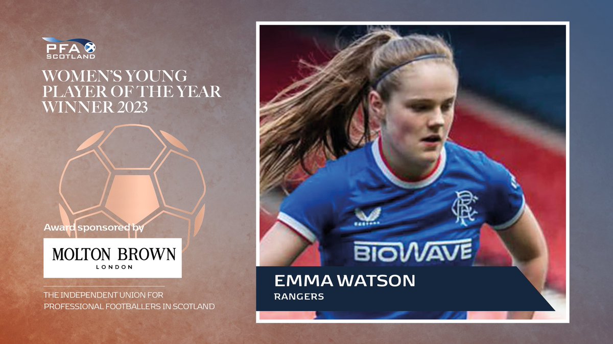 PFAScotland's tweet image. Your @MoltonBrownUK Women’s Young Player of the Year - as voted for by the players - is @EmmaWat11883951 👏🏆