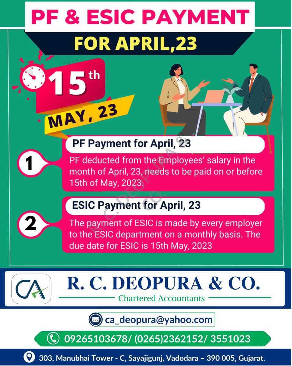 beingakashdeo's tweet image. Raining #DueDates Today. Total 5 Compliance Due Dates.
1. PF+ESIC: Kindly deposit on time to avoid IT disallowance;
2. #TCSReturn;
3. TDS Certificate u/s. 194-IA, 194IB, 194M, 194S;
4. Form 24G to be furnished by an office of the Govt.; and
5. Form No. 3BB by a #StockExchange.