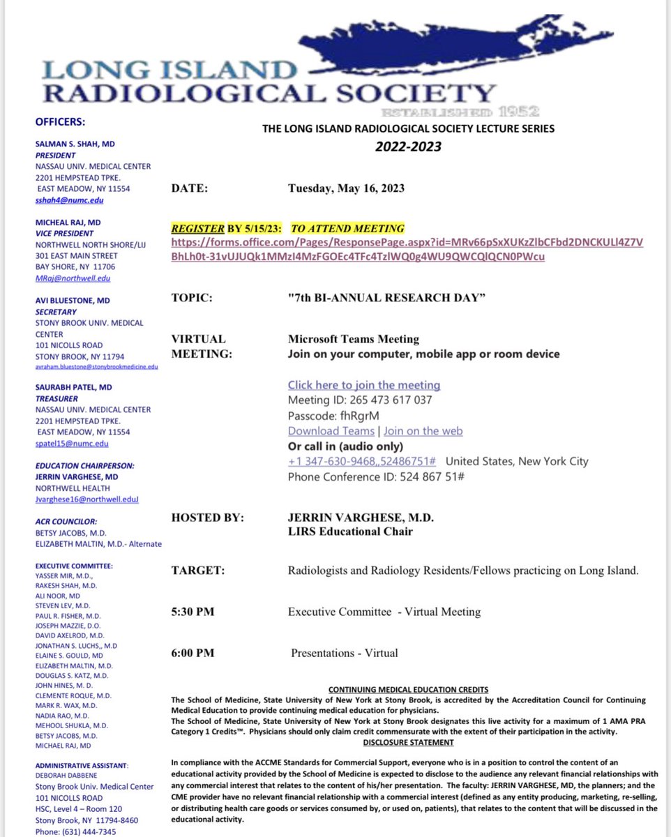 LIRSociety (@lirsociety) on Twitter photo Please join us for our Bi-Annual Resident Research Day on May 16 hosted by our very own Educational Chair, <a href="/jvargheseradmd/">Jerrin Varghese</a>! Come learn about some of the scientific research that radiology residents from Long Island have done. #radres #radiology Please join us for our Bi-Annual Resident Research Day on May 16 hosted by our very own Educational Chair, <a href="/jvargheseradmd/">Jerrin Varghese</a>! Come learn about some of the scientific research that radiology residents from Long Island have done. #radres #radiology