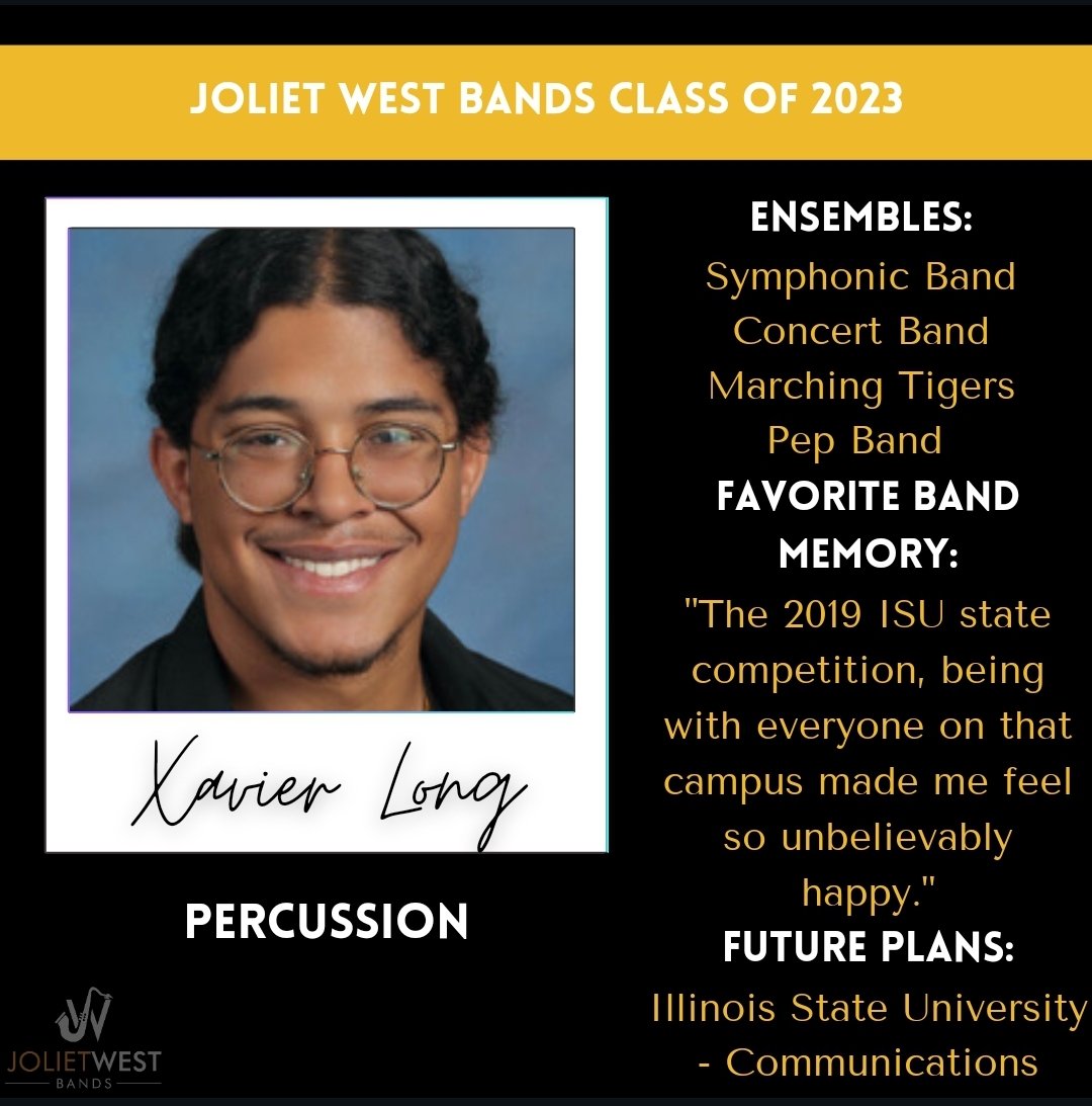 jolietwestbands's tweet photo. Happy mother's day everyone! Today we're shouting out Xavier Long! 💛🖤 #JWSeniorSpotlight2023 https://t.co/muYBeYNi3C