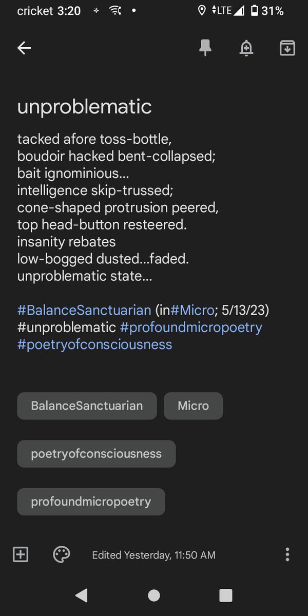 DougVolgenau's tweet photo. #BalanceSanctuarian #selfaware
#Poet #magnumopus #summiting #nearpinnacle #poetryislife
#poetryislove #poetrycommunity
#profoundmicropoetry #poetry
#WritingCommunity #poetrycafe
#poetrylovers #poetsoftwitter
#Writer #poetryofconsciousness
#poetrytwitter https://t.co/MP8hM2OBLN