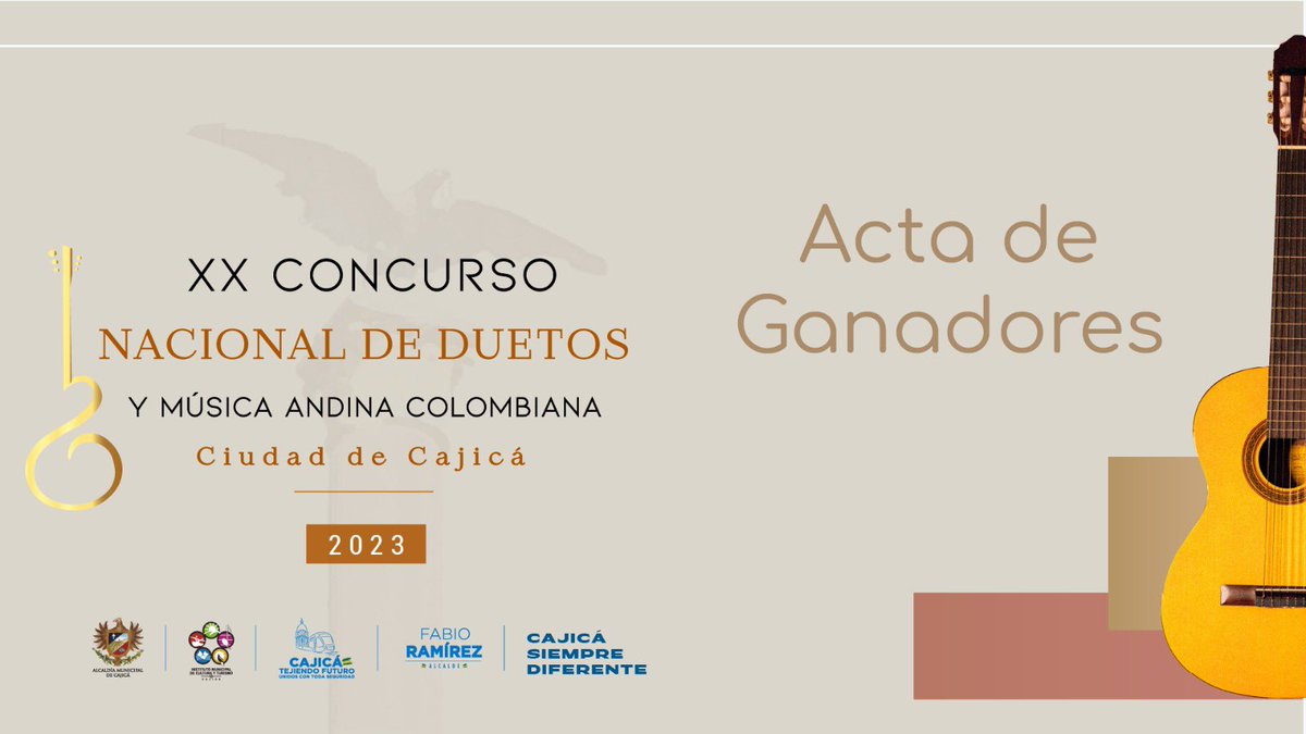 Después de 3 días de competencia, la versión XX  tiene a los ganadores del Concurso Nacional de Duetos.

Los invitamos a conocer los resultados: culturacajica.gov.co/wp-content/upl…

Gracias a todos los participantes y los asistentes que nos acompañaron en esta versión.