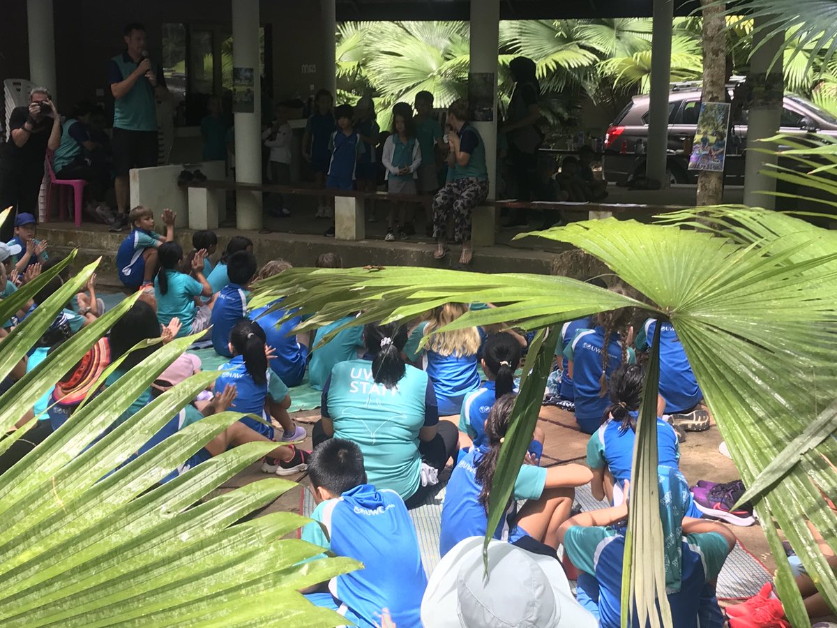 Gr 1Ss and Ts take our assembly on the with Gr 1’guiding’ us around our local national park