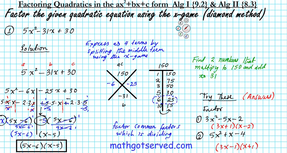 mathgotserved1's tweet image. How to factor quadratics. Mathgotserved.com #mathwmusic