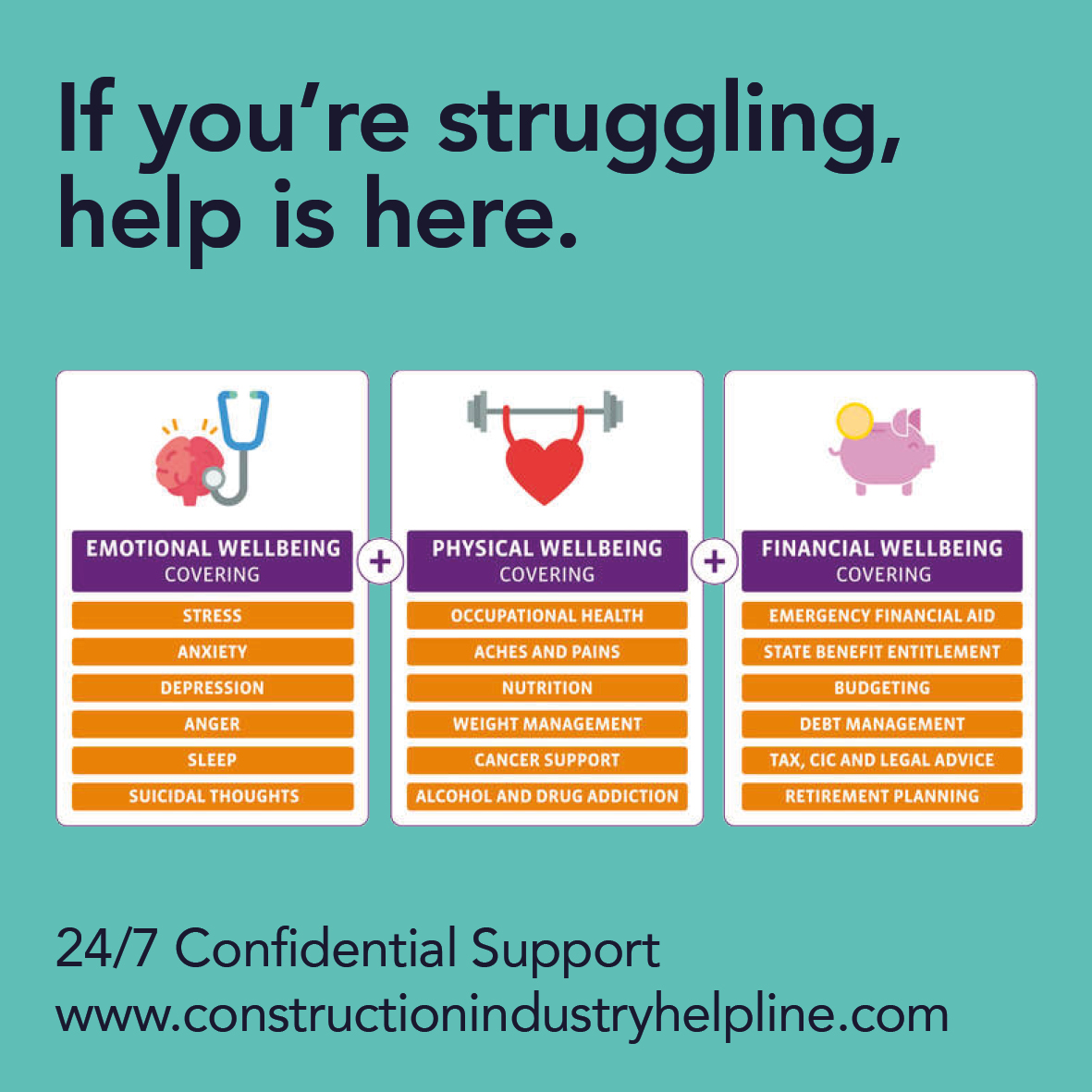 It's MENTAL HEALTH AWARENESS WEEK, and prioritising mental health in the workplace can contribute to more positive work culture, increased employee engagement, and improved retention rates.

Click here to find out more constructionindustryhelpline.com/mhaw.html

#mentalhealthawareness