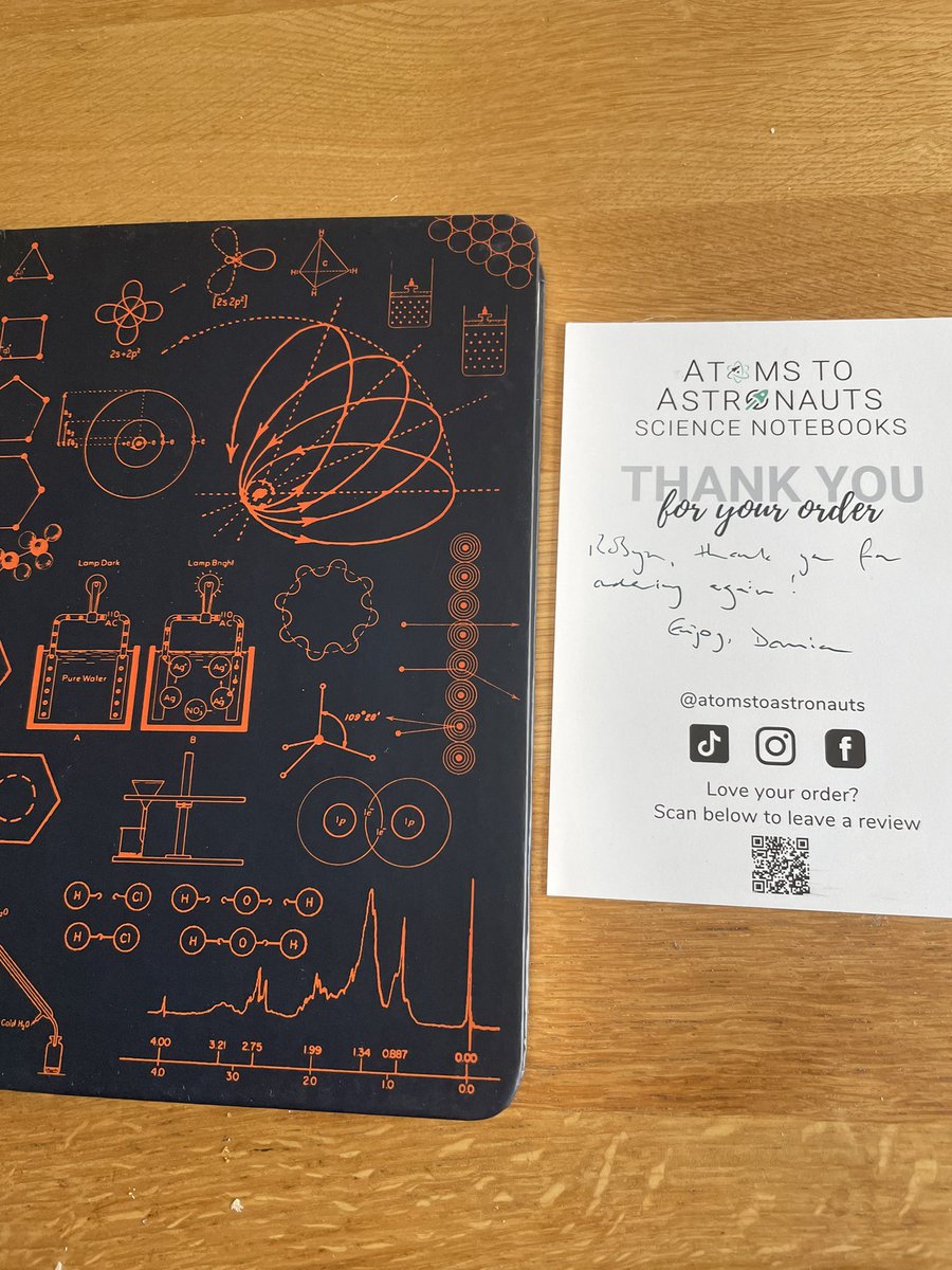 Thanks <a href="/atomsastronauts/">AtomsToAstronauts</a> The latest notebooks just arrived here. I can’t show their covers since my mother bought them as presents for family!  So MY book &amp; your latest note are in the photo
