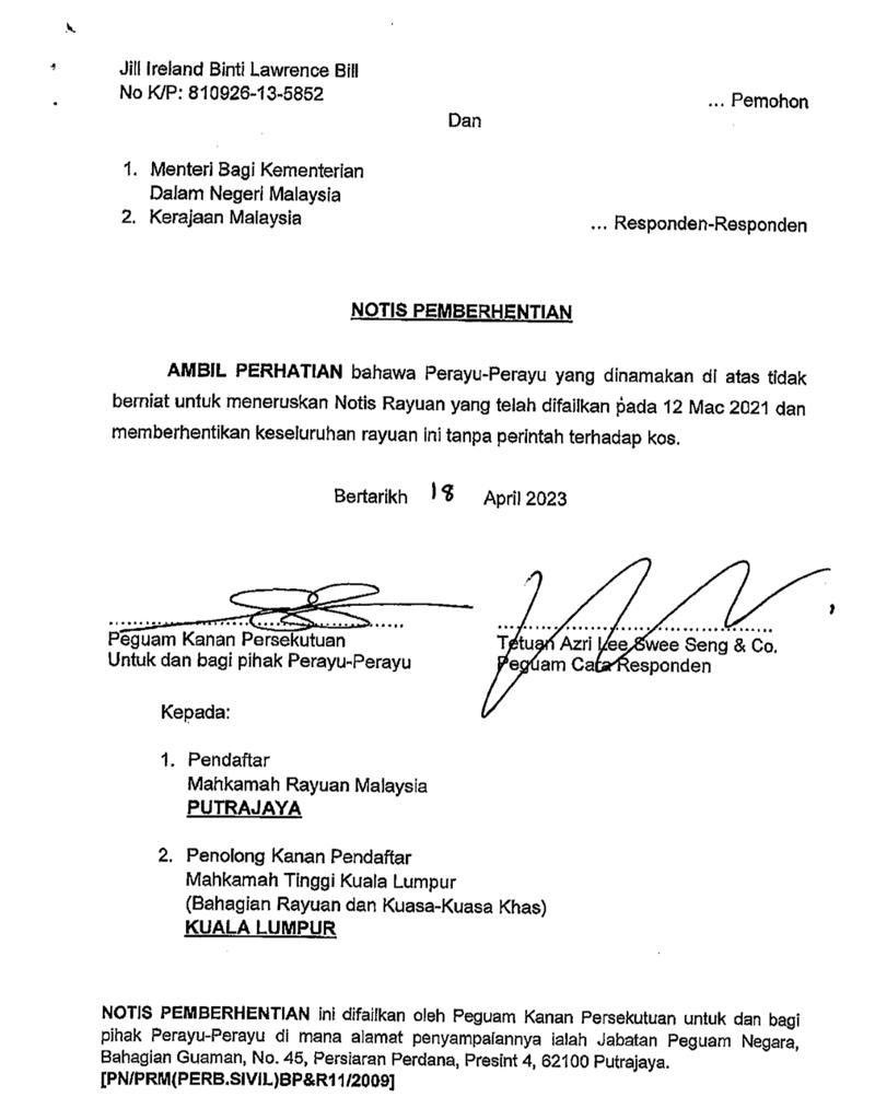 Masih belum ada lagi yang bicarakan soal penarikan balik kes Jill Ireland @ kes Kalimah Allah ini di Twitter. 

Sebenarnya keputusan untuk merayu dibuat pada tahun 2021 (zaman kerajaan Perikatan Nasional), dan penarikan semula rayuan dibuat tahun 2023 (zaman kerajaan Madani)