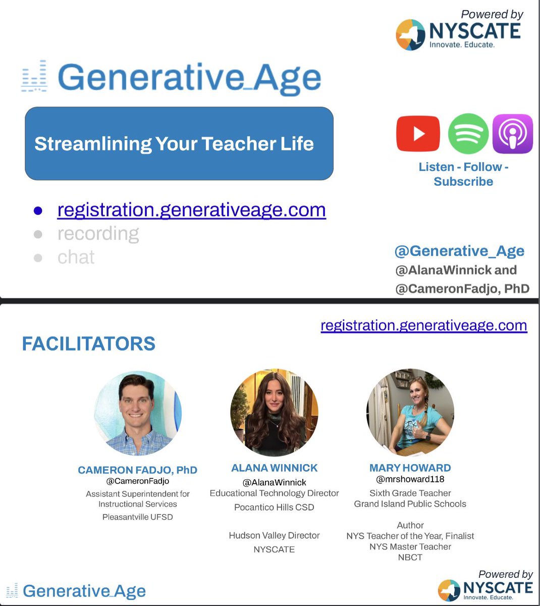 Have you signed up for our next FREE @generative_age session on #generativeAI & #ChatGPT on May 15th @ 7pm with @mrshoward118 ?! If not, make sure you do! nyscate.configio.com/pd/1253?code=Z… @CameronFadjo @NYSCATE #pbl #ai #AIedu #AIinEDU #edtech #edtechchat #edchat
