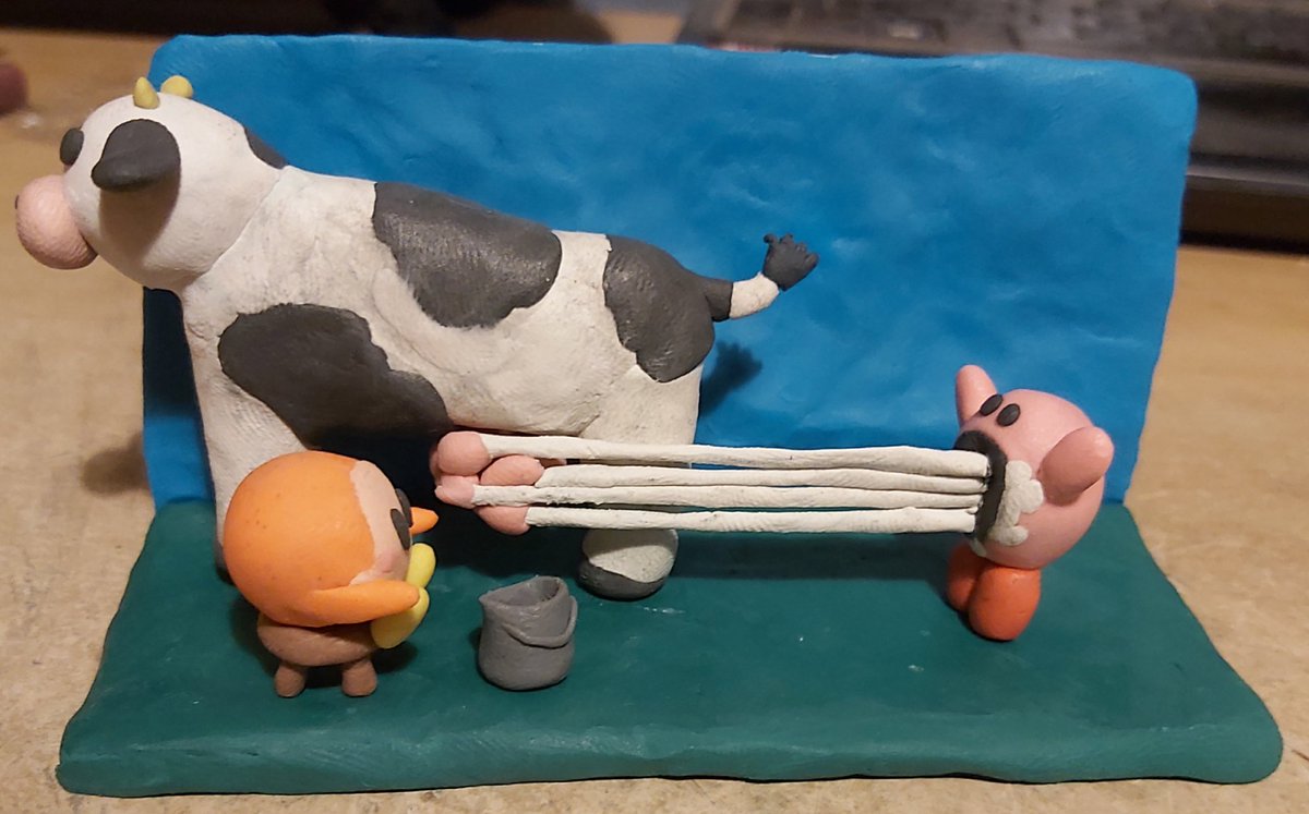 Sebas63139274's tweet photo. Kirby inhaling milk straight from cow #kirby https://t.co/F8uM1nc4ie