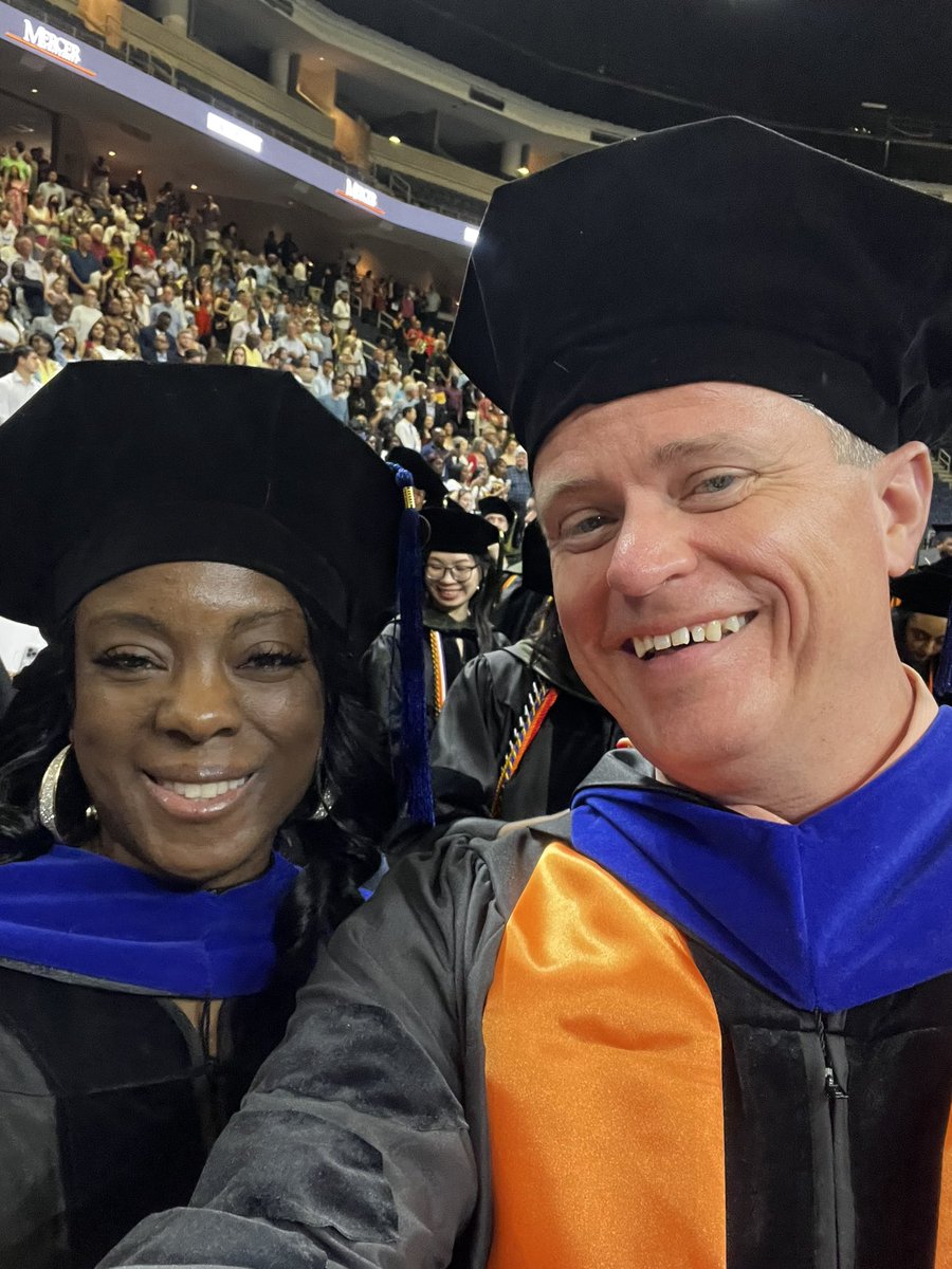 ThriftJason's tweet photo. Nothing cooler than walking across the stage and shaking hands with the Prez as he says, โCongrats, doctor.โ๐ I made it, along with my classmate Paula, aka Dr. Sutton. Congrats to all the grads this year. Class of 2023! #graduation #mercernursing #mercercarebear #merceralumni https://t.co/UkgNVHX8mH