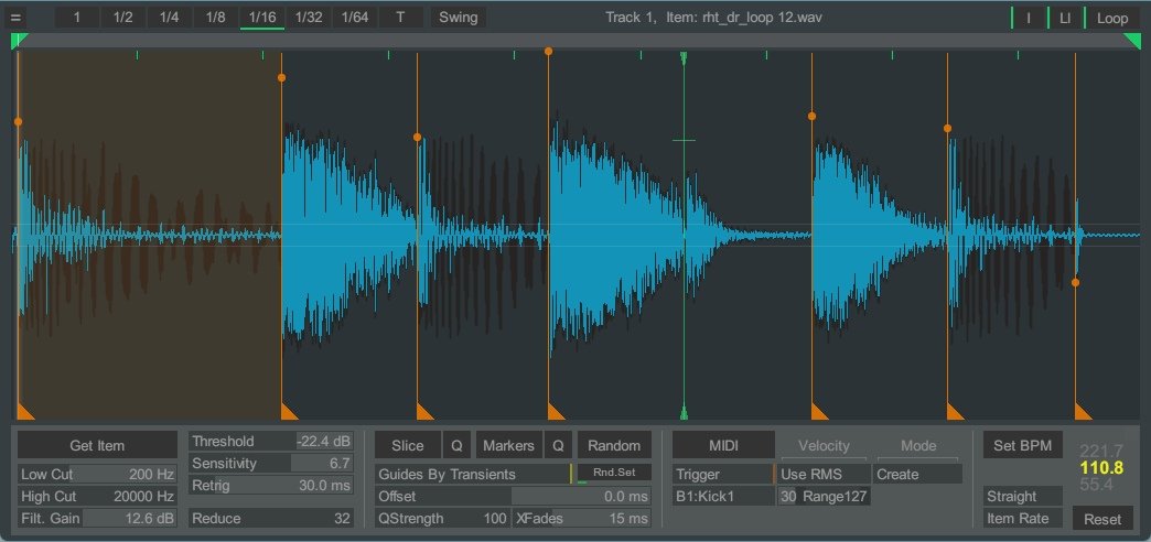_deee_'s tweet image. 🎛️ Reaper DAW 🎚️

-- MK Slicer --

lua script for quick slicing, quantizing by grid, re-quantizing, triggering or sampling audio. 
👇
forum.cockos.com/showthread.php…

#ReaperDAW #musicproduction #sampling