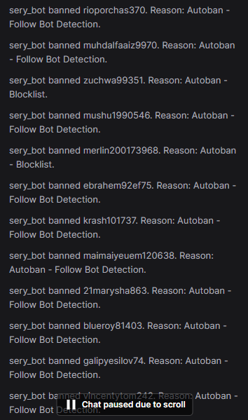 KojiroMC_'s tweet photo. G freakin G @SeryCodes ive had this bot in my chat for MONTHS and today is the first time ive seen it in action. Was an absolute giddy thing to see i was laughing. GG SERY!!! https://t.co/0sbVrSWDjE