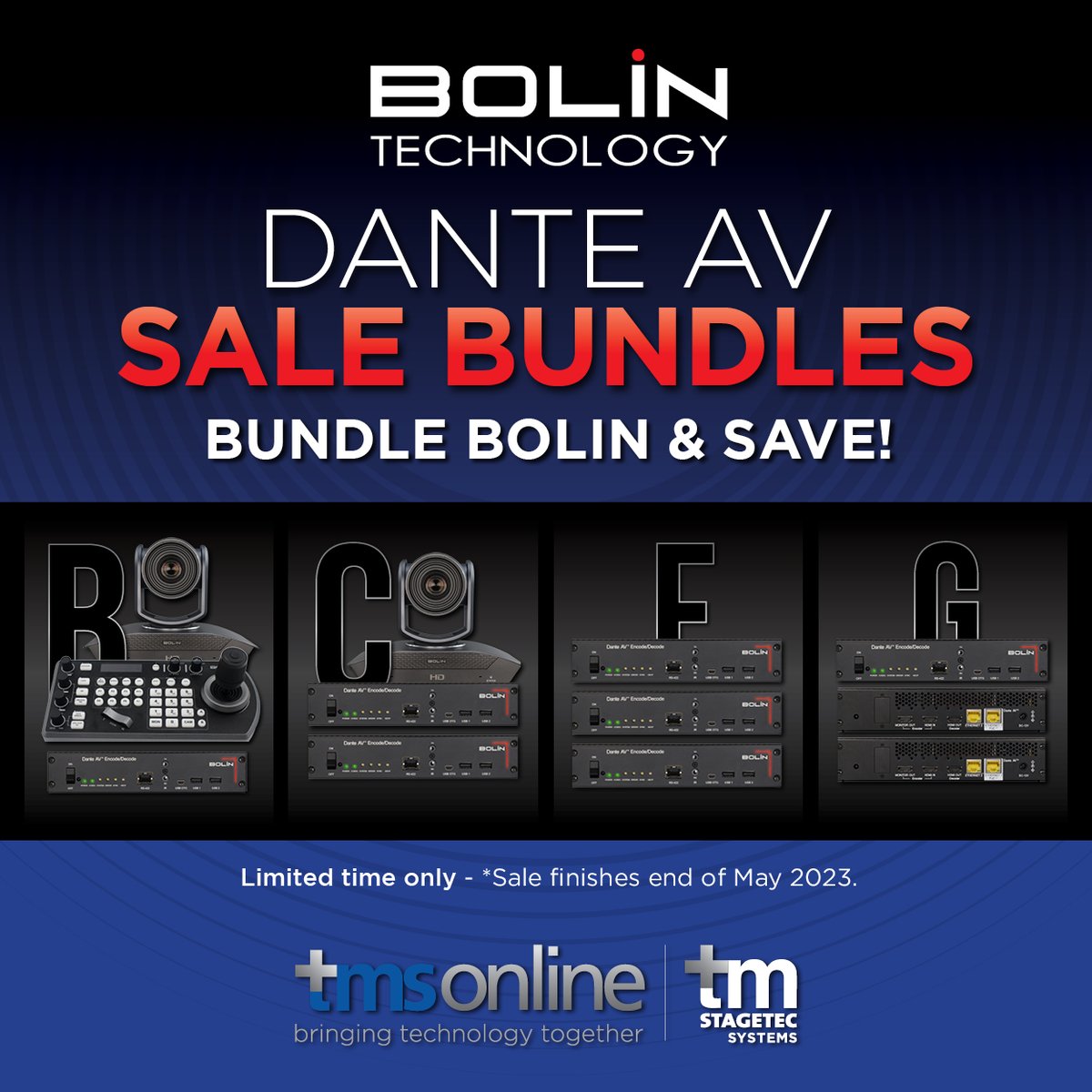 Check out the Bolin Bundles on sale now at TMS Online. 

Head to tm-systems.com.au/tms-online and find the Bolin Dante AV Bundles on sale until the end of May 2023. Don't miss these great savings on setting up or expanding your Dante AV System!