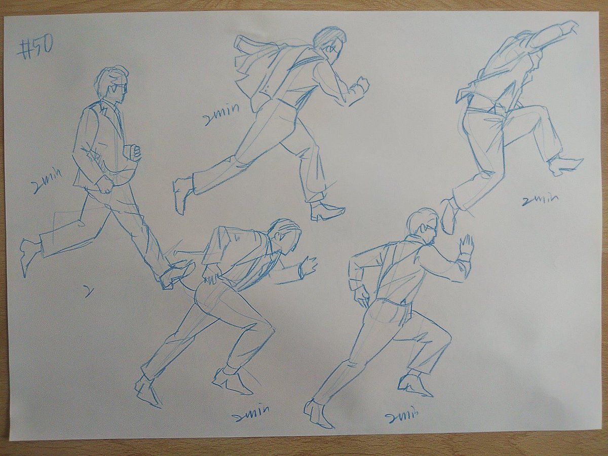 #さとまこクロッキー
#今日のクロッキー

＃49&amp;50
50は激しいポーズ。むずかしかったけど、やりがいある。意外によく描けたかも。 https://t.co/1xI9ViHDAZ