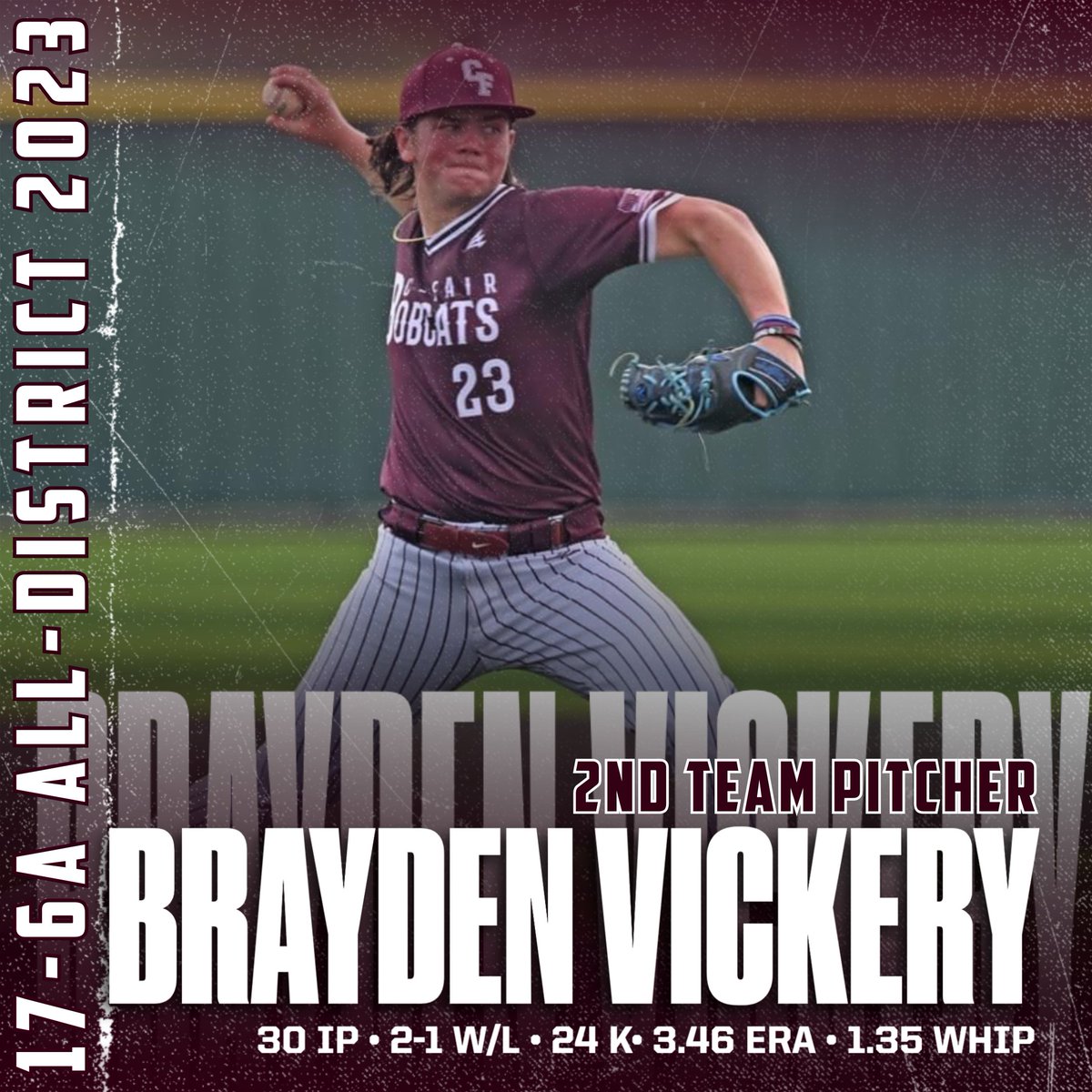 🥈17-6A ALL-DISTRICT🥈

2nd Team Pitcher: <a href="/Brayden2727/">Brayden vickery</a> 

#beCATS | #BFND |🐾⚾️