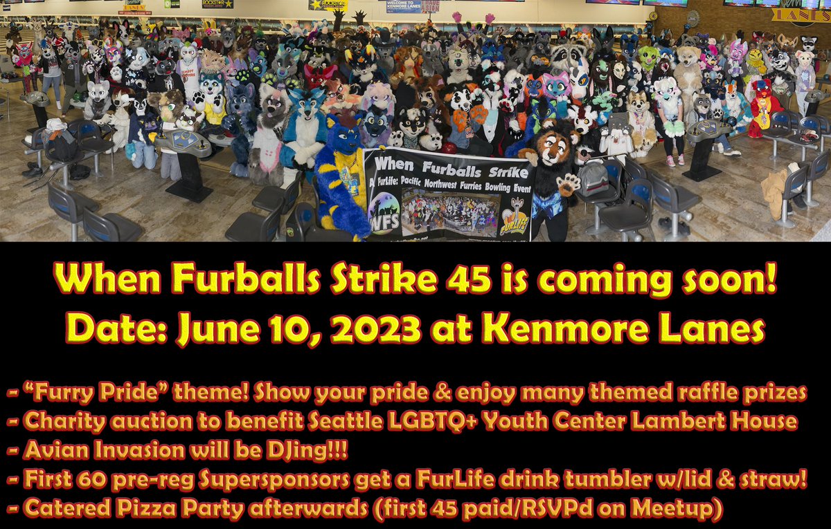 FurlifeNW's tweet photo. Reminder our FurLife furbowl #WFS45 is just 4 weeks away on June 10! Check out the Meetup event page for info & to RSVP: https://t.co/4Z4HY1XRv0
We have so much cool stuff planned including another pizza party & the WFS DJ debut of @avianinvasion! Hope to see you there ^^ https://t.co/PgVrMqOqxn