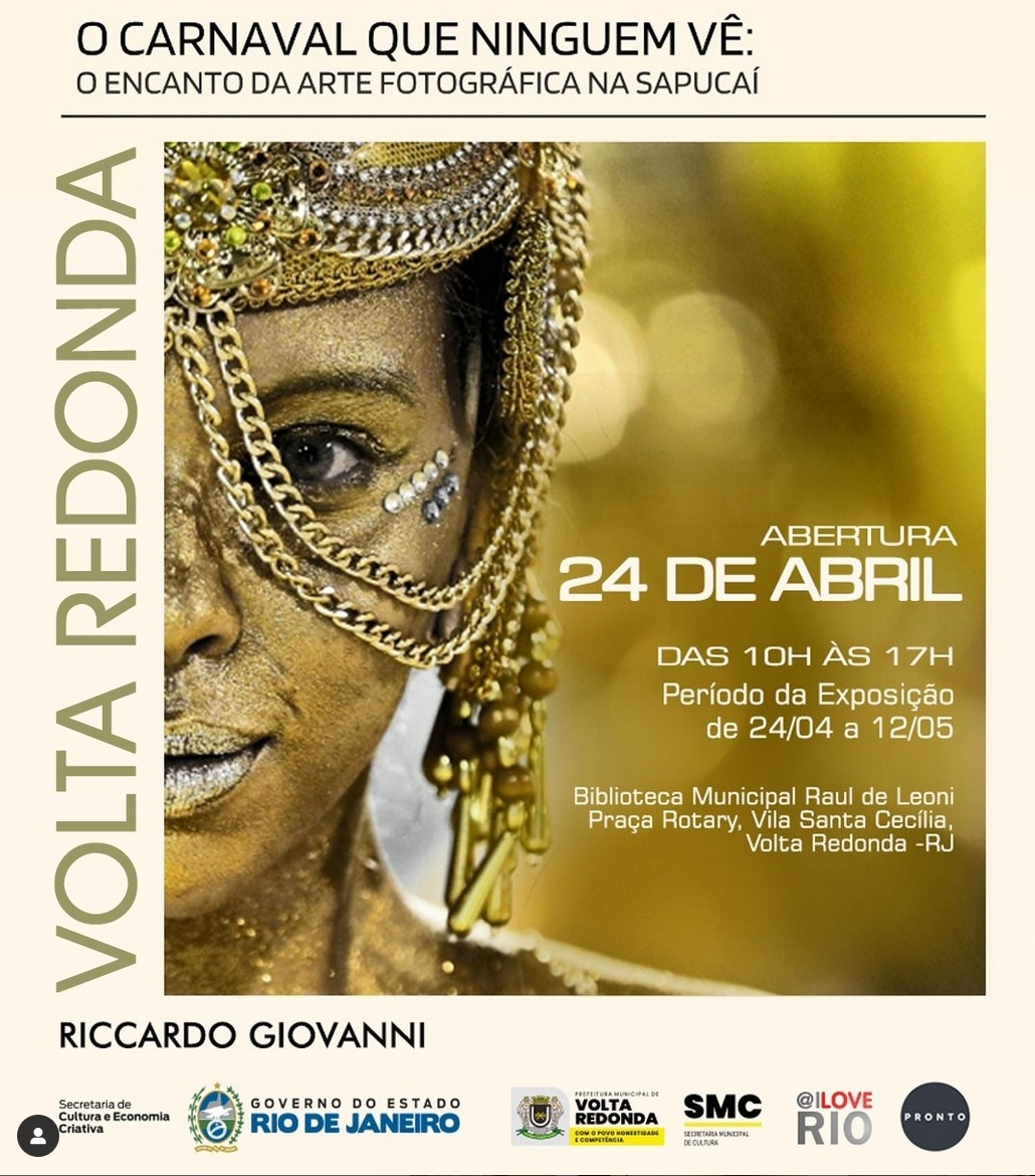 iloverio's tweet photo. Em parceria  da Secretaria de Estado de Cultura e Economia Criativa do Rio de  Janeiro, SECEC-RJ, e da Secretaria de Cultura de Volta Redonda, parte do  acervo de "O Carnaval que Ninguém Vê: O Encanto da Arte Fotográfica na  Marquês de Sapucaí” está agora em Volta Redonda! https://t.co/JXSK0MoWDk