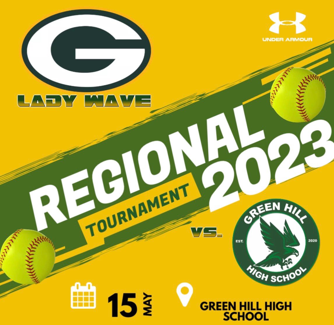 Lady Wave travel to Green Hill on Monday for a regional matchup with first pitch set for 6:30.   #GWP