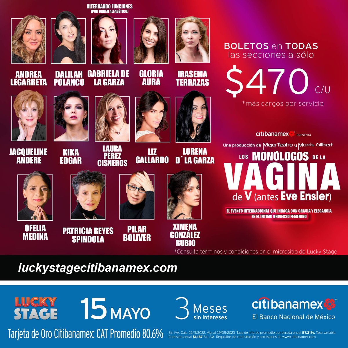 MonologosVagMex's tweet photo. ¡Aprovecha este lunes los beneficios de ser tarjetahabiente @Citibanamex y no te quedes sin ser parte de #LosMonólogosDeLaVagina! ¡Adquiere tus boletos y acompáñanos!

🍀 Lunes de #LuckyStage
✅ Boletos a $470.00 c/u
💚 3 meses sin intereses
🎟️ https://t.co/j4osyZVYx9 https://t.co/igPnyLRcVv