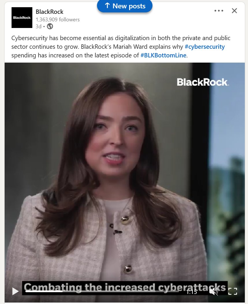 Cybersecurity has become essential as digitalization in both the private & public sector cont. to grow. @BlackRock 's Mariah Ward explains why #cybersecurity spending has increased on the latest episode of #BLKBottomLine
linkedin.com/posts/blackroc…
@ChuckDBrooks 
via @RealPro4Real