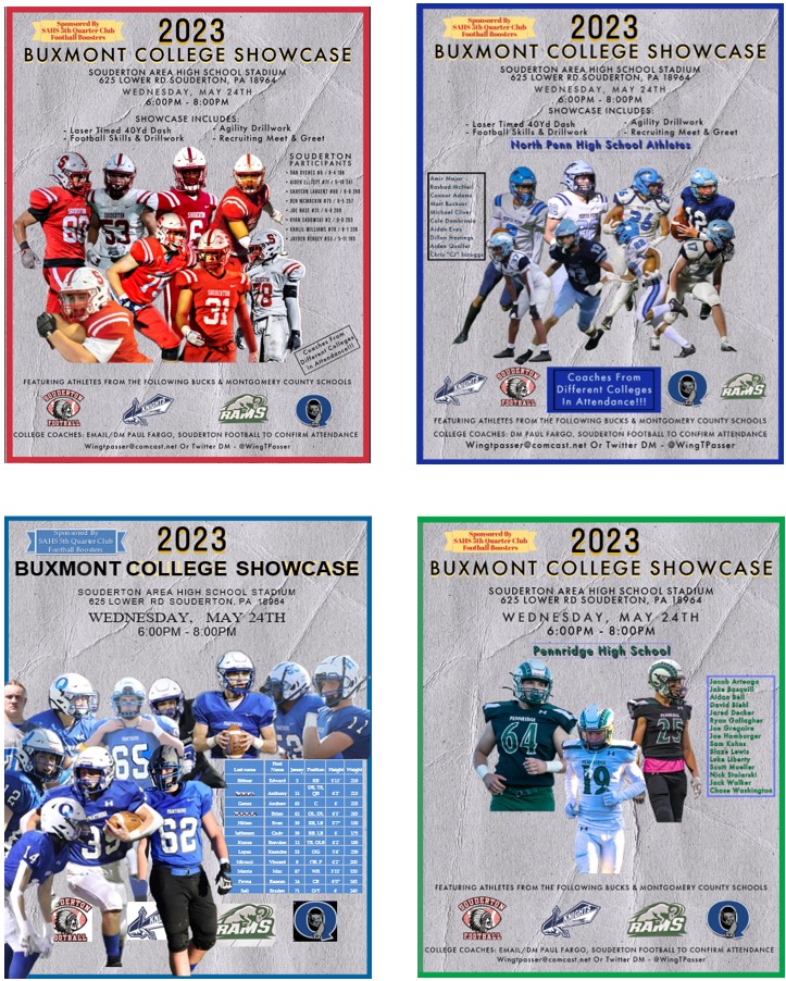 WingTPasser's tweet photo. Only Ten Days &amp; Counting Until The #BuxmontShowcase !!  A lot of talented high academic, character athletes will be on display at @SASD_SAHS on May 24th. Colleges from all levels already added. Coaches DM to confirm ... @SoudyFB @NorthPennKnight @QPantherFB @pennridgefb https://t.co/8lM7WBdJKO