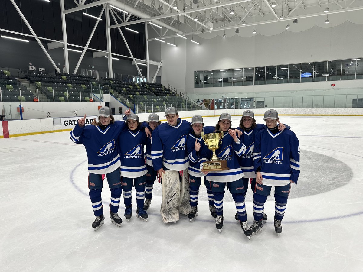 cac_hockey's tweet photo. Congratulations to the Team Capital Royal 2023 AB Prospect Cup winners!  CAC with 8 players for the win.   Left to right:
Liam McFadden, Henrik Alexander-Ward, Brady Forest, Bauer Black, Parker Naumann, Madden Prokopiuk , Brayden Tucker, Jordan Hogan.  #CACproud
#ProspectsCup https://t.co/WtfDY2Zp86