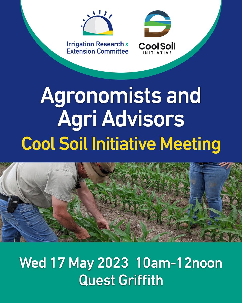 AGRONOMISTS / ADVISORS - Don't miss out on Cool Soil Initiative Meeting 17 May with Dr Cassandra Schefe Soil Scientist/Director AgriSci Pty Ltd. Learn how the project can help farmers, improve soil health & mitigate GHG! FREE entry & lunch. Register - bit.ly/3LKHVmz