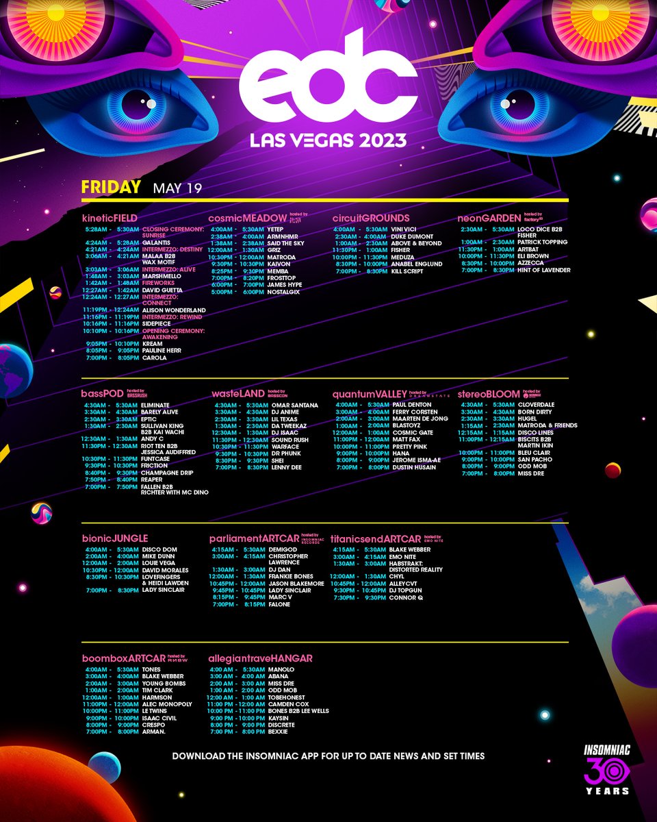 EDC Las Vegas schedule