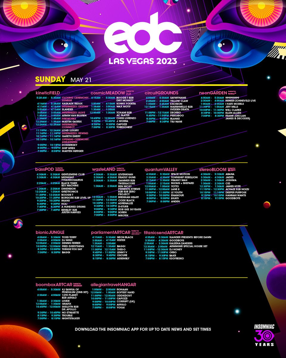 EDC Las Vegas schedule