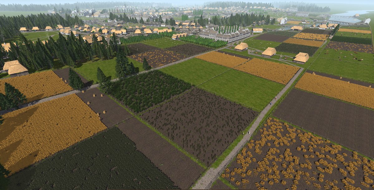 Hey_Alexia's tweet photo. @BoldlyBuilding2 I saw your big town and i was inspired to make my own! @OstrivGame 
definitely the biggest and oldest one I've made yet 
3031 Pop 90 year settlement https://t.co/pnw6WX0mJS