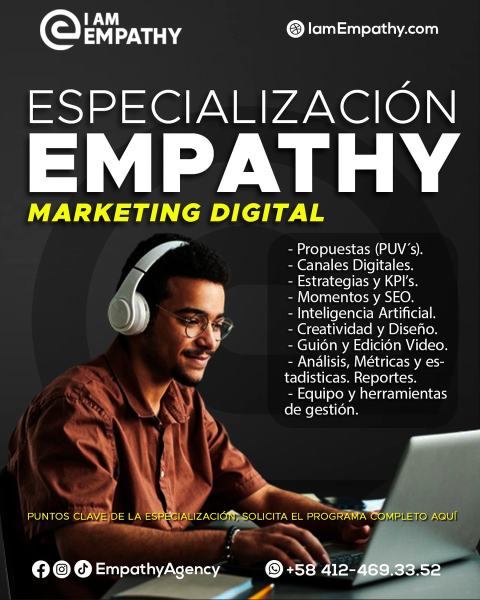 empathyagency's tweet photo. El marketing digital es una disciplina que se ocupa de diseñar y ejecutar estrategias de comunicación y promoción en los medios digitales, con el fin de alcanzar los objetivos de una organización.  📞 Contáctanos al +58 245-565.32.85 / +58 412-469.33.52. https://t.co/XsYk59u2uL
