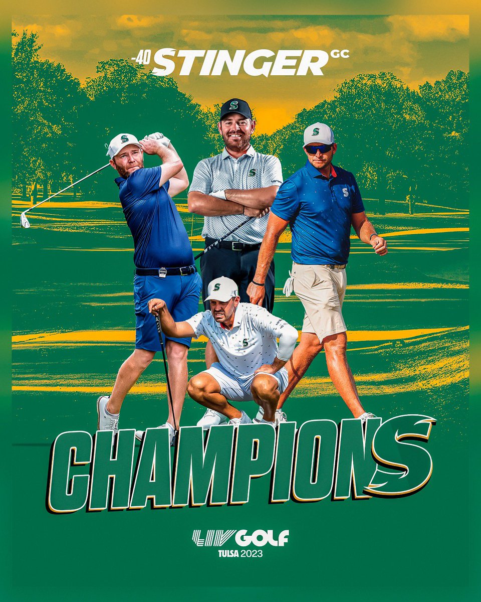livgolf_league's tweet photo. Stinger GC capture their 2️⃣nd team title 🏆🏆

#LIVGolf https://t.co/c5Egsip3dj