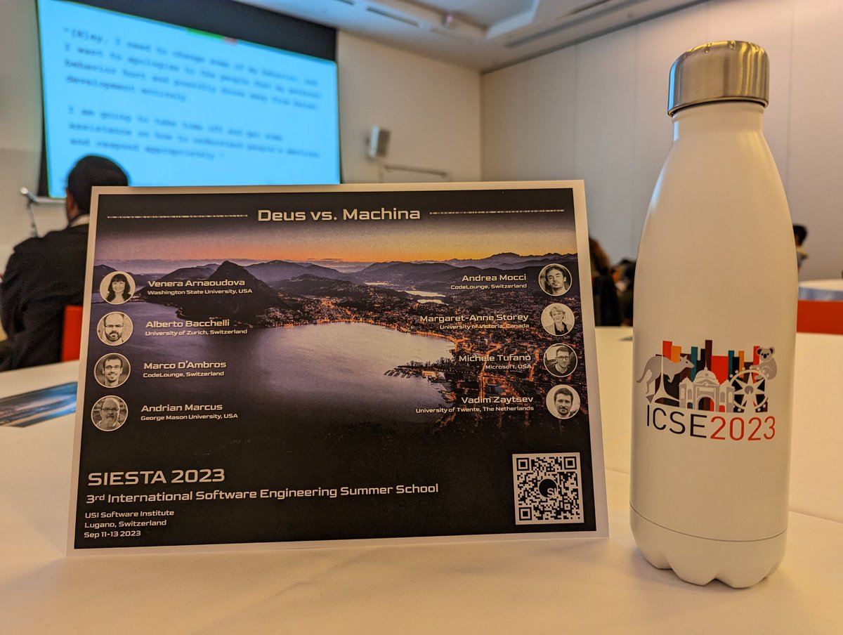 ☀ Hello #ICSE people! If you are looking for a beautiful summer school to send your students in September, check out #SIESTA2023 "Deus vs. Machina" at siesta.si.usi.ch/2023/ 😎

<a href="/ICSEconf/">ICSE</a> <a href="/icpcconf/">ICPC 2025</a> <a href="/msrconf/">MSR 2025</a> #ICPC23 #ICPC2023 #MSR23 #MSR2023 #ICSE23 #ICSE2023