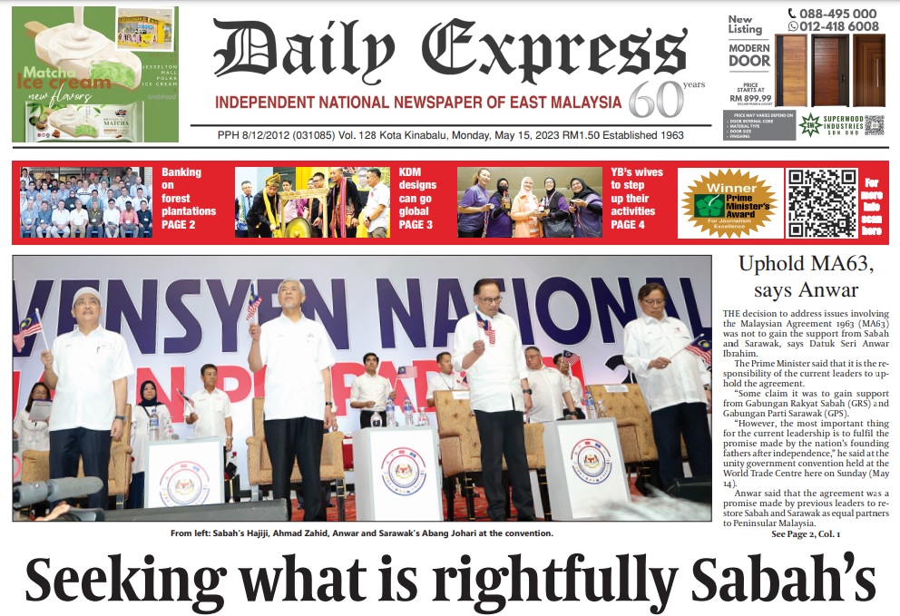 Daily Express Malaysia on Twitter "Today's front page "Seeking what