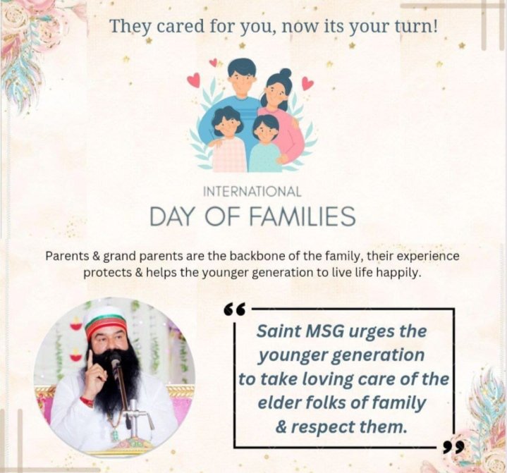 Parents and grandparents are the backbone of the family, their experience protect& helps the younger generation to live life happily. They cared for u,now it's ur turn!

#InternationalFamilyDay