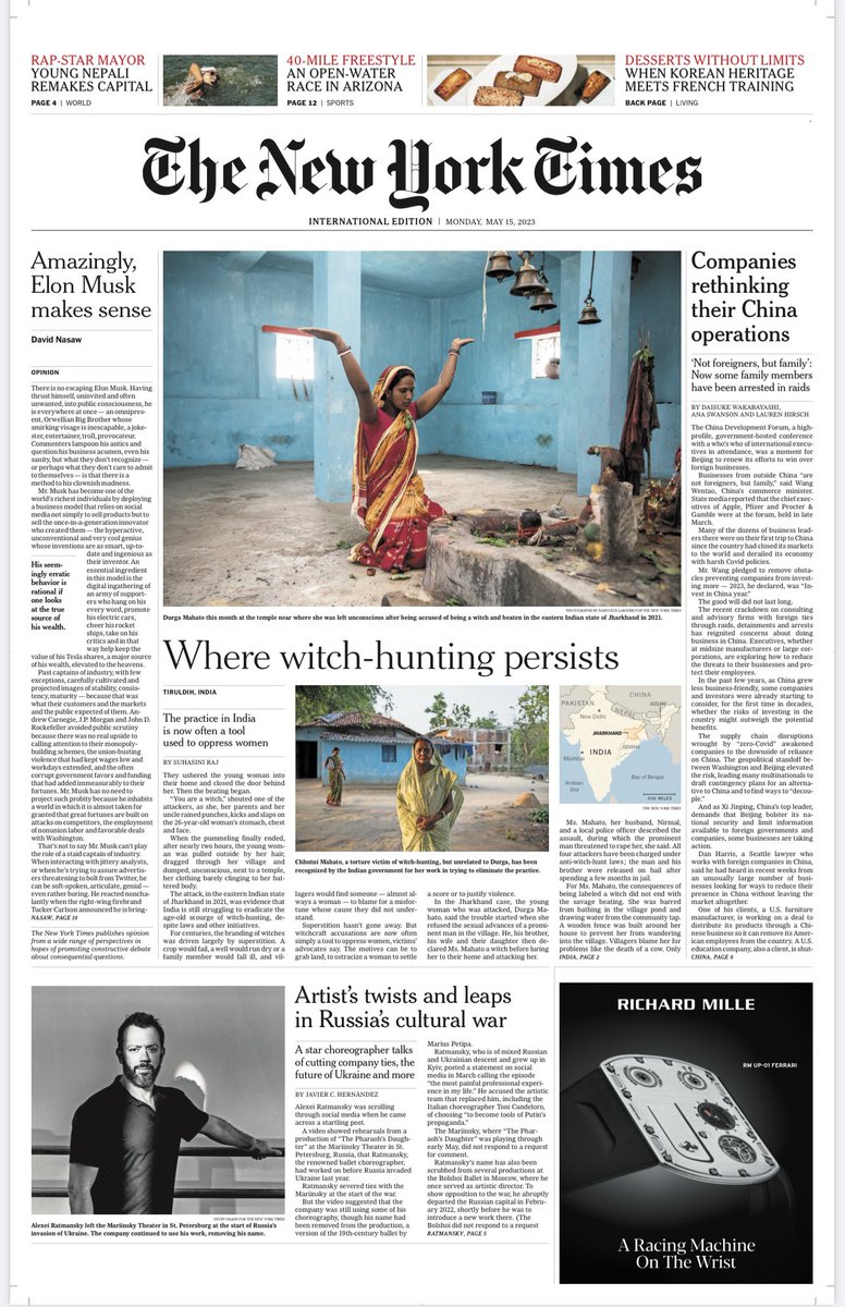 Once driven largely by superstition, the brutal practice is now often simply a tool to oppress women, in many cases violently. Why is India struggling to eradicate witch-hunting? And what does it mean to be branded a witch? nytimes.com/2023/05/13/wor…