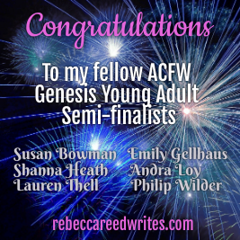 Thrilled to be a semi-finalist in #ACFW #genesiscontest in the #YA category! And in the company of such fine pre-published authors. #WritingCommunity #YAfantasy <a href="/andrajloy/">Andra Loy</a>